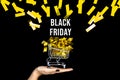 Black Friday sale, cyber Monday concept. Seasonal discount. Hot price. Best deal offer to buy goods. Royalty Free Stock Photo