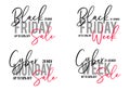 Black Friday sale, cyber Monday week, vector set for banner, labels, tags Royalty Free Stock Photo