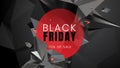 Black friday, sale dark background with polygonal abstract shapes and a red circle, can be used for advertising Royalty Free Stock Photo