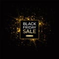 Black Friday sale design. Dark background and gold confetti. Vector illustration. Royalty Free Stock Photo