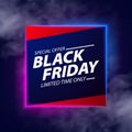 Black friday sale discount offer flyer with box rectangle neon glow color for modern futuristic Royalty Free Stock Photo