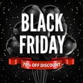 Black Friday sale discount promo balloons red ribbon vector advertising shop poster Royalty Free Stock Photo