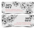 Black Friday sale discount promo offer banner or shop 50 percent price off advertising flyer and coupon. Royalty Free Stock Photo