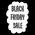 Black Friday Sale Doodle Vector Banner monochrome. Black and white Black Friday sale banner template. White cloud shape