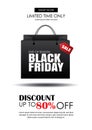 Black friday sale flyer template. White background with shopping Royalty Free Stock Photo