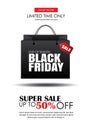 Black friday sale flyer template. White background with shopping Royalty Free Stock Photo