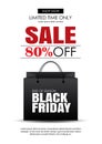 Black friday sale flyer template. White background with shopping Royalty Free Stock Photo