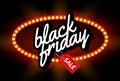 Black Friday SALE frame design template. Black friday discount retro banner with neon sign light frame. Vector illustration Royalty Free Stock Photo