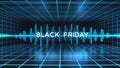 Black Friday Sale Futuristic Audio Waveform Grid Background Royalty Free Stock Photo