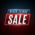 Black Friday Sale. Glowing neon banner. Flyer, poster for sale. Modern web banner. Big discounts. Vector illustration Royalty Free Stock Photo