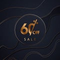 Black friday sale gold glitter background vector. Up to 60 percent off discount, this weekend only text. Black shine gold sparkles Royalty Free Stock Photo