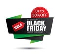 Black friday sale green and red banner template isolated on whit Royalty Free Stock Photo