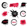 Black Friday sale grunge design element collection. Set of advertising season sale handdrawn element