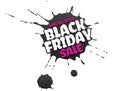 Black Friday Sale grunge poster. Pink special offer text banner with grunge black ink drops isolated on white background. Vector Royalty Free Stock Photo