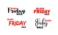 Black Friday sale icon set. Caligraphy text. Vector on isolated white background. EPS 10