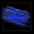 Black banner concept with blue watercolor stroke. Abstract black friday modern banner