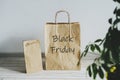 Black Friday sale. Kraft shopping bag