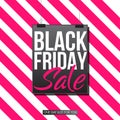 Black Friday Sale label hanging on striped background can be used as poster. Royalty Free Stock Photo