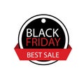 Black Friday Sale label. Vector ad illustration. Promotional marketing discount event