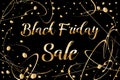 Black friday sale lettering. Beautiful abstract background with gold blot and drops. Design of advertising posters and