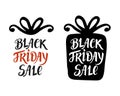 Black Friday Sale lettering, inscription in gift box, modern banner