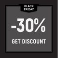 Black friday sale, limited offer, get discount web button. Vector poster. Royalty Free Stock Photo