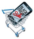 Black Friday Sale Mobile Phone Trolley Sign Royalty Free Stock Photo