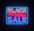 Black Friday Sale neon sign vector. Black Friday Sale Design template neon sign, light banner, neon signboard, nightly