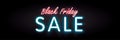 Black Friday sale neon style heading design for banner or poster