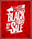 Black friday sale now on, crazy discounts, vector poster design