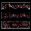 Black Friday Sale Off Horizontal Posters Set Background Grunge Paint Splatter Discount Banners Collection Royalty Free Stock Photo