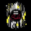 Black Friday sale. Ovals and stripes, modern abstract background, round banner, advertising, vector illustration. Vector image
