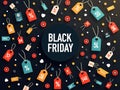 Black Friday sale pattern with vibrant discount tags Royalty Free Stock Photo