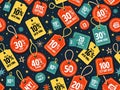 Black Friday sale pattern with vibrant discount tags Royalty Free Stock Photo