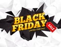 Black Friday sale polygonal background. Discounts promotion banner or flyer. Black friday marketing card poster. 3D Royalty Free Stock Photo