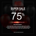 Black Friday Sale Poster with Balloons Background with Square Frame. Vector illustration template Royalty Free Stock Photo