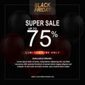 Black Friday Sale Poster with Balloons Background with Square Frame. Vector illustration template Royalty Free Stock Photo