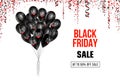 Black Friday Sale poster with Balloons on background. Vector illustration.