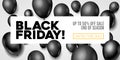 Black Friday Sale Poster, Banner 3D Balloons Background. Spesial Offer. Up To 50 . End Off Season. Royalty Free Stock Photo