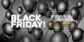 Black Friday Sale Poster, Banner 3D Balloons Background. Spesial Offer. Up To 50 . End Off Season. Royalty Free Stock Photo