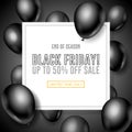 Black Friday Sale Poster, Banner 3D Balloons Background. Spesial Offer. Up To 50. End Off Season. Royalty Free Stock Photo