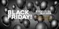 Black Friday Sale Poster, Banner 3D Balloons Background. Spesial Offer. Up To 50 . End Off Season. Royalty Free Stock Photo