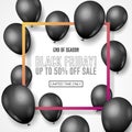 Black Friday Sale Poster, Banner 3D Balloons Background. Spesial Offer. Up To 50 . End Off Season. Royalty Free Stock Photo