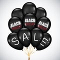 Black Friday sale Poster with Realistic Black balloons on white