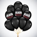 Black Friday sale Poster with Realistic bunch Black balloons on