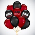 Black Friday sale Poster with Realistic bunch Black and red ball