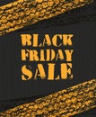 Black Friday Sale poster in retro design with tire tracks