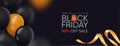 Black Friday Sale poster with shiny balloons on black background