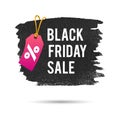 Black Friday Sale. Promo Abstract Vector Illustration for your business artwork. Pink Pricetag and Gold Rope