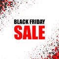 Black friday sale promo poster with red confetti.